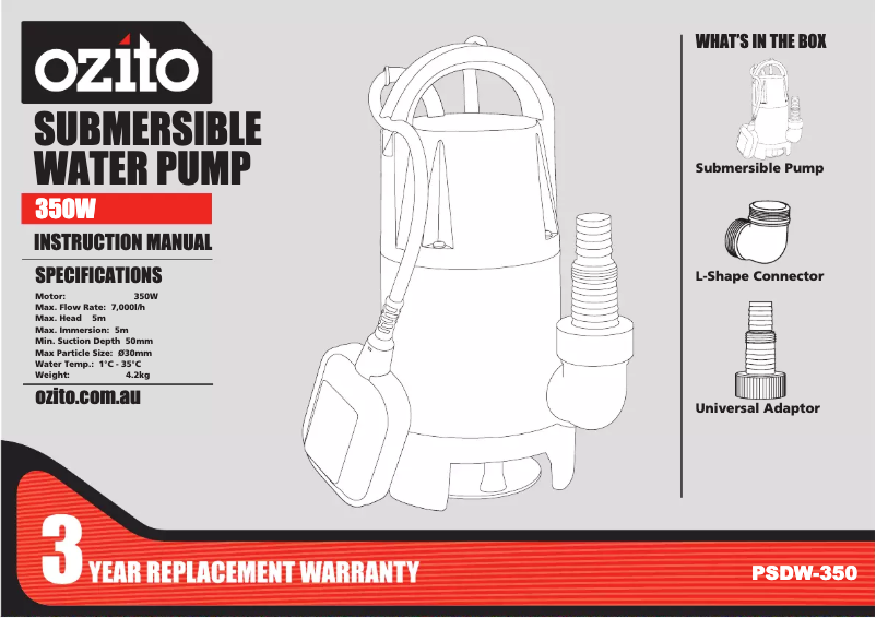 Imagen de la primera página del manual del dispositivo PSDW-350