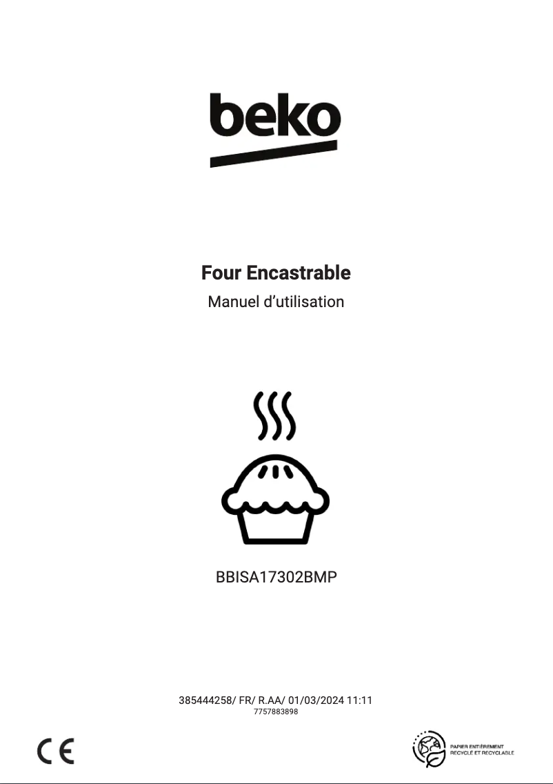 Page n°1 - Manuel utilisateur Beko BBISA17302BMP