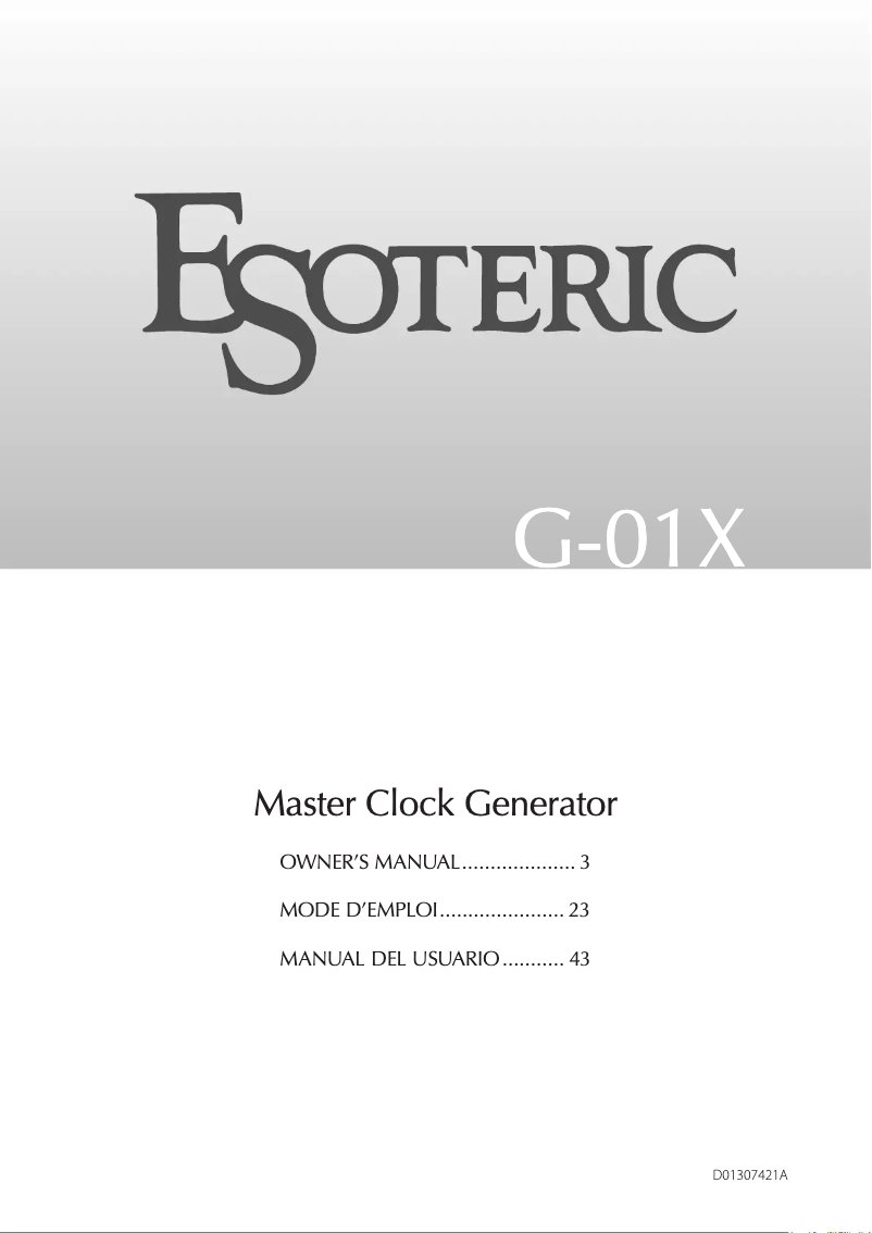 Page 1 de la notice Manuel utilisateur Esoteric G-01X