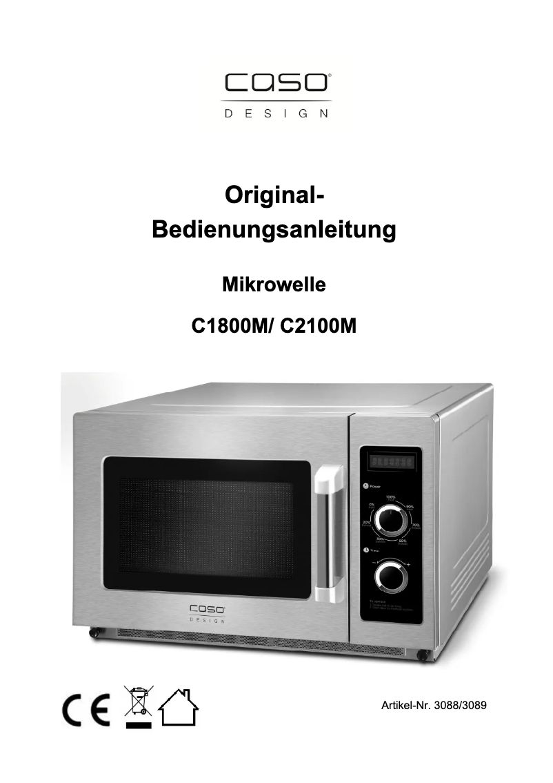 Page 1 de la notice Manuel utilisateur Caso C1800M