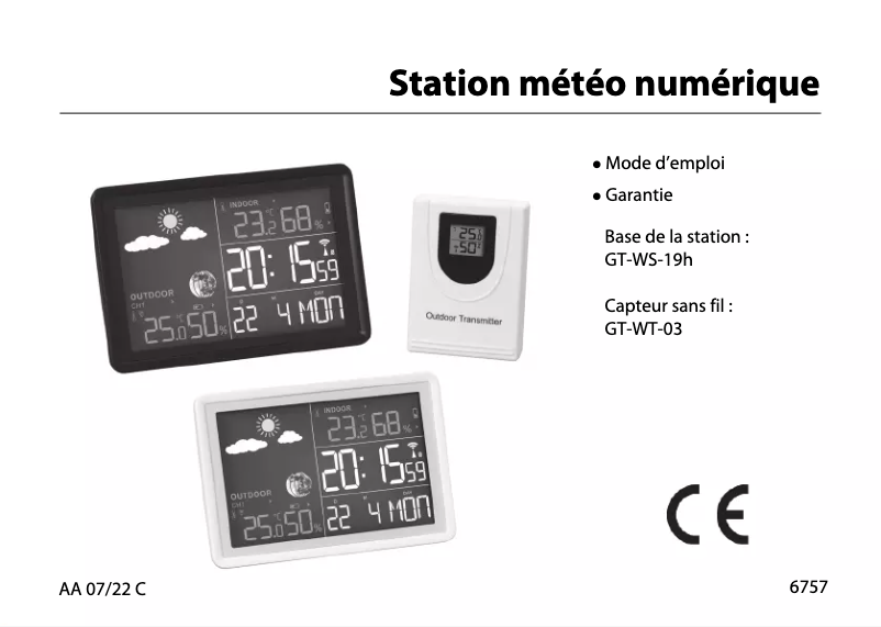 Page 1 de la notice Manuel utilisateur GlobalTronics GT-WS-19