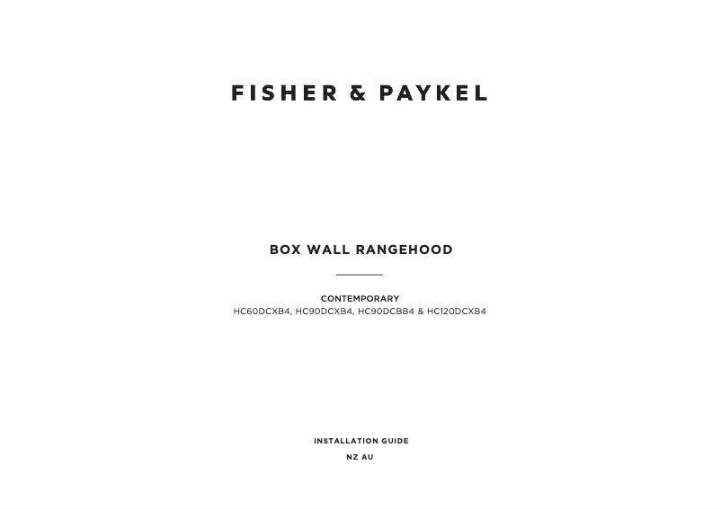 Page n°1 - Guide d'installation Fisher & Paykel HC120DCXB4