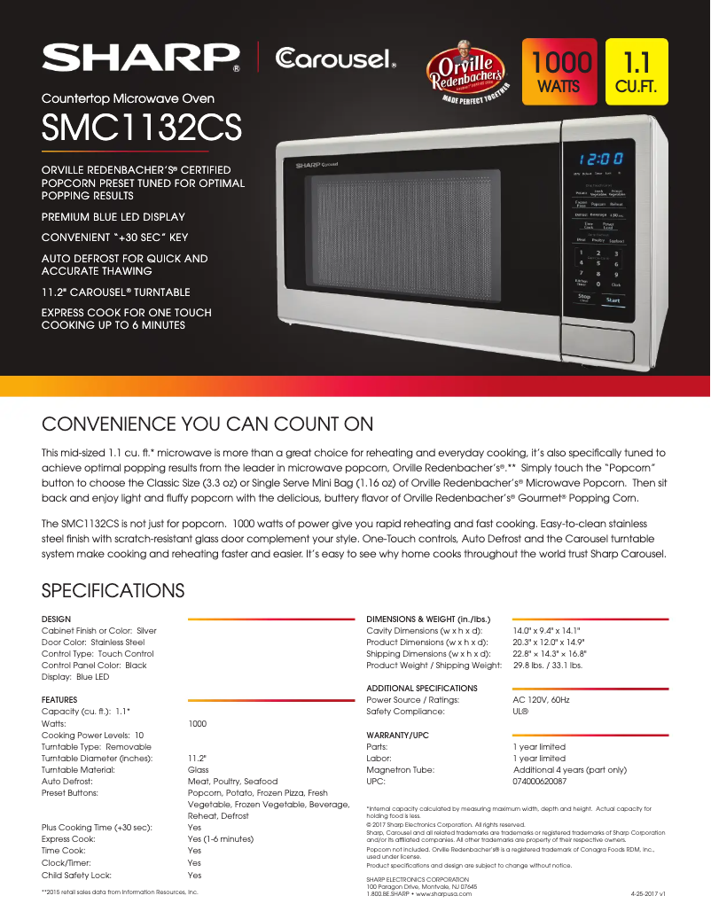 Page 1 de la notice Fiche technique Sharp SMC1132CS