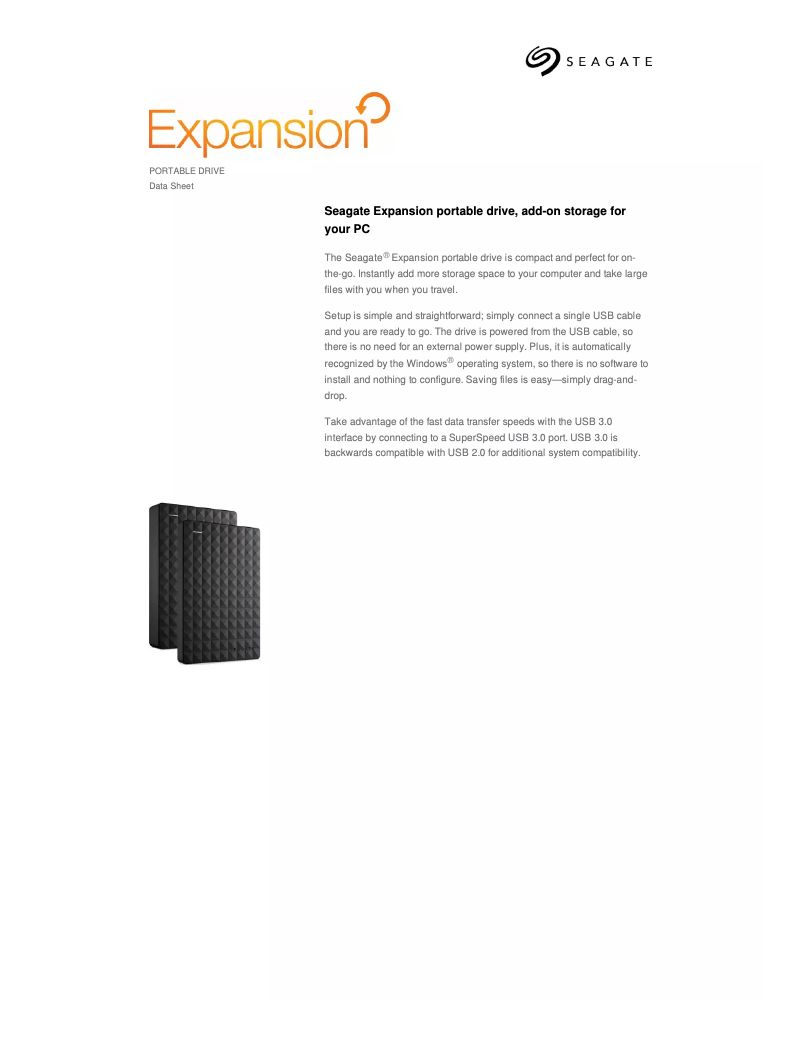 Page n°1 - Fiche technique Seagate Expansion Portable