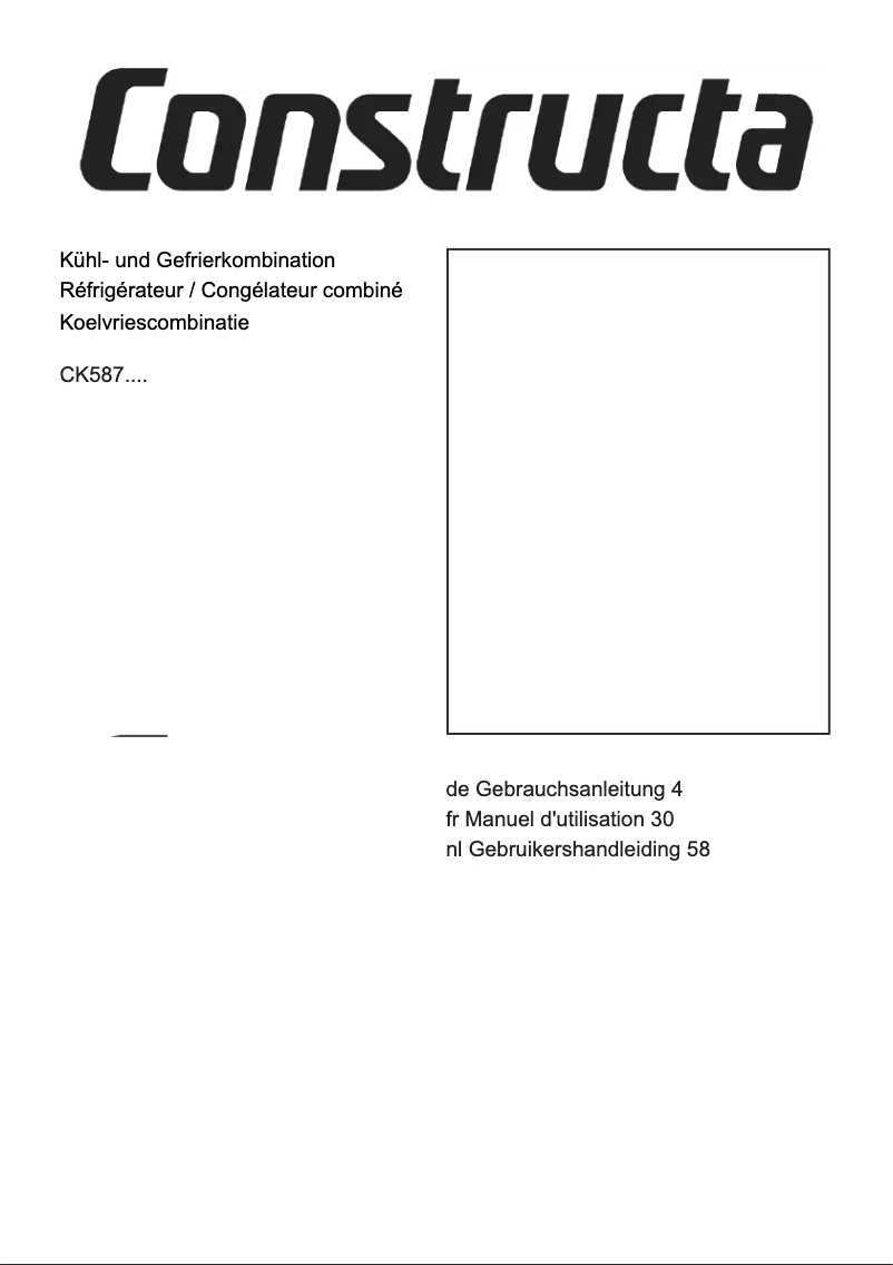 Page n°1 - Manuel utilisateur Constructa CK587NSF0