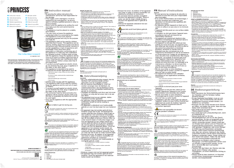 Page 1 de la notice Manuel utilisateur Princess Compact 8 246030