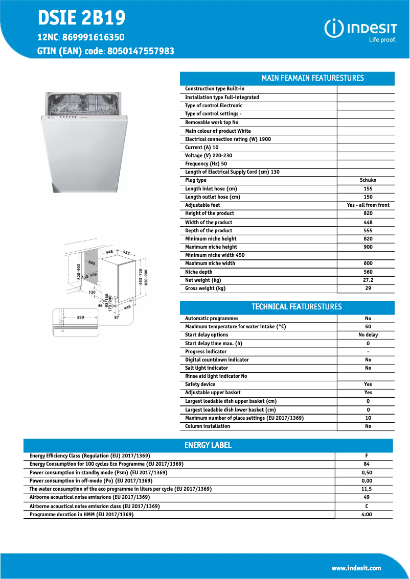 Image de la première page du manuel de l'appareil DSIE 2B19