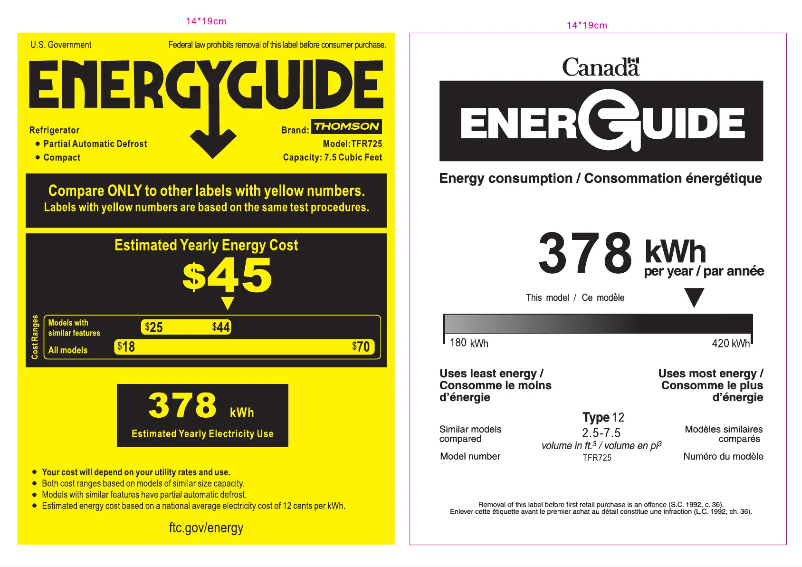 Page n°1 - Label énergétique Thomson TFR725