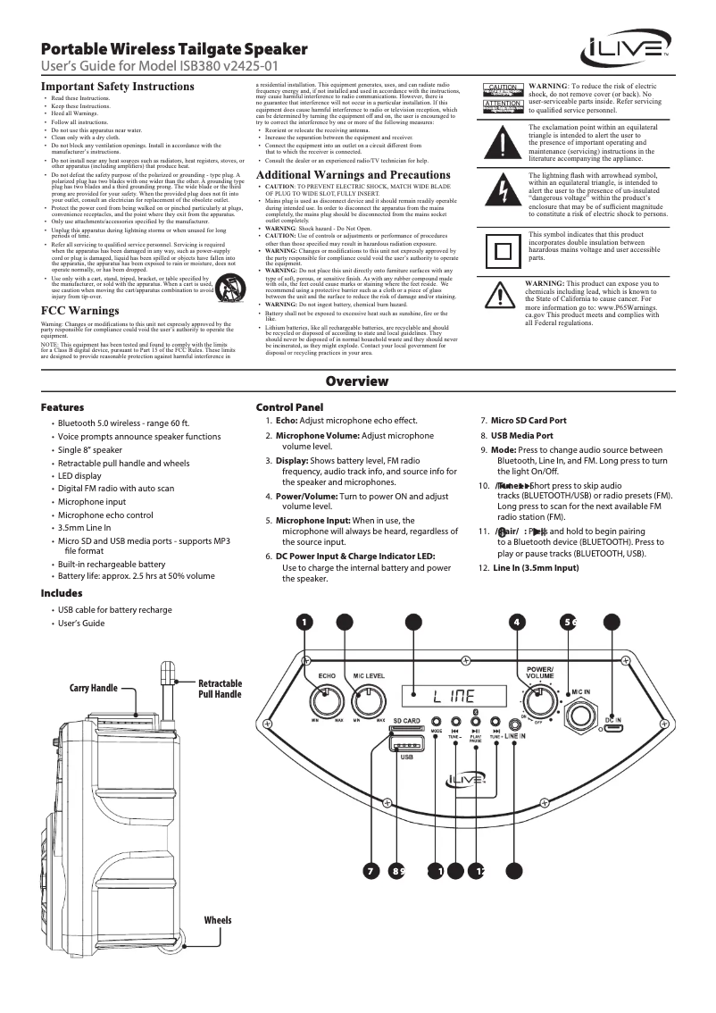 Image de la première page du manuel de l'appareil ISB380