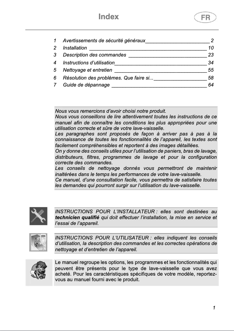 Page 1 de la notice Manuel utilisateur Smeg LVS292DX