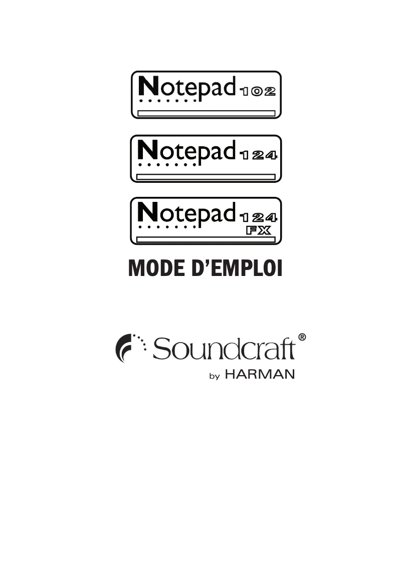 Page 1 de la notice Manuel utilisateur Soundcraft Notepad 124