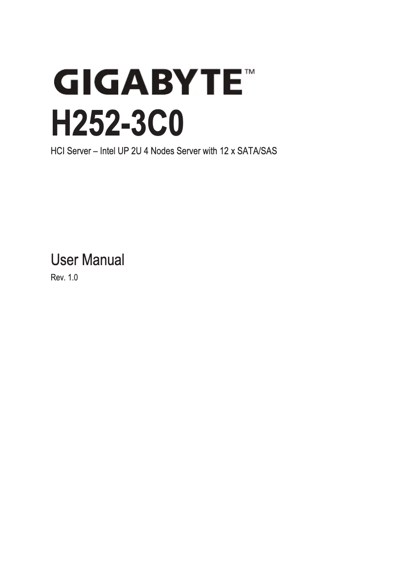 Page 1 de la notice Manuel utilisateur Gigabyte H252-3C0