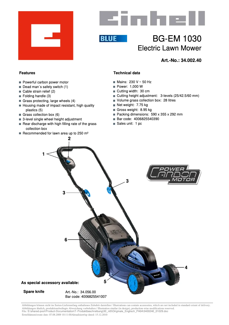 Image de la première page du manuel de l'appareil GC-EM 1030/1