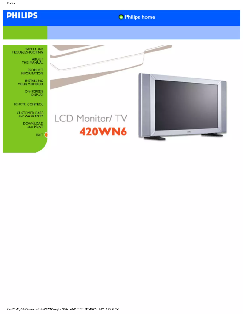 Page n°1 - Manuel utilisateur Philips 420WN6