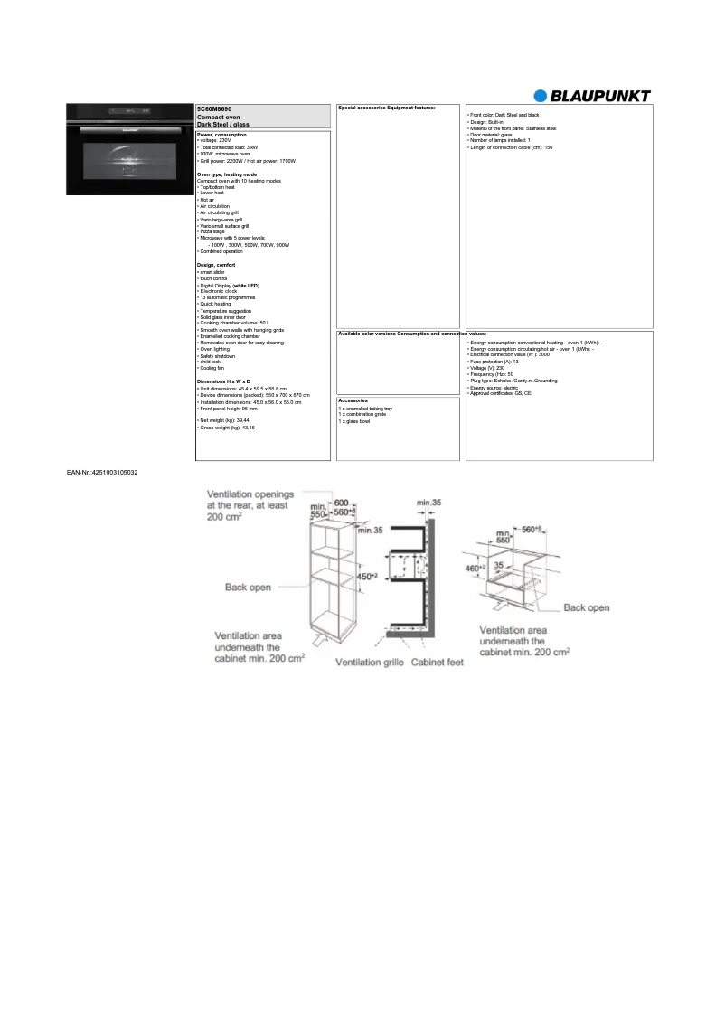 Page n°1 - Fiche technique Blaupunkt 5C60M8690