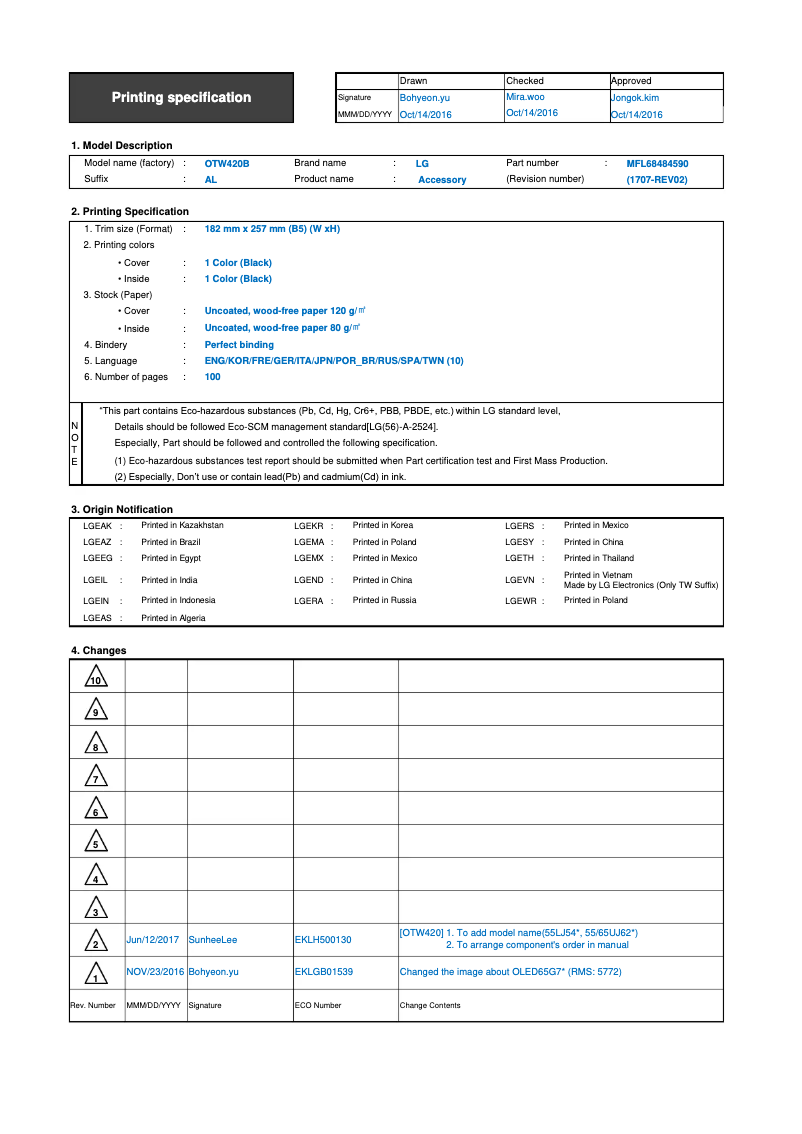 Página 1 del manual Manual de usuario LG OTW420B