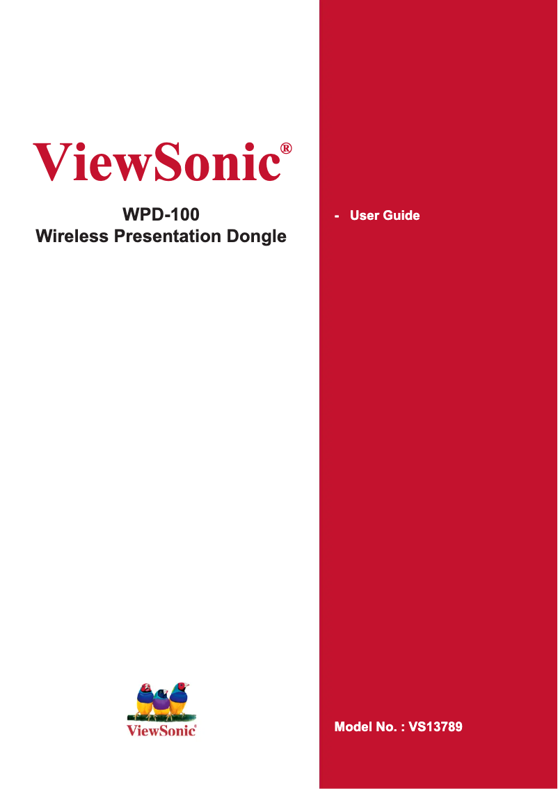 Page n°1 - Manuel utilisateur Viewsonic WPD-100