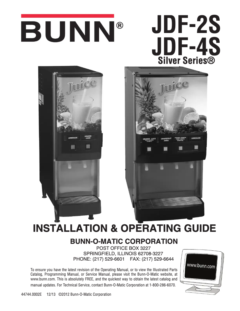 Page n°1 - Manuel utilisateur Bunn JDF-2S