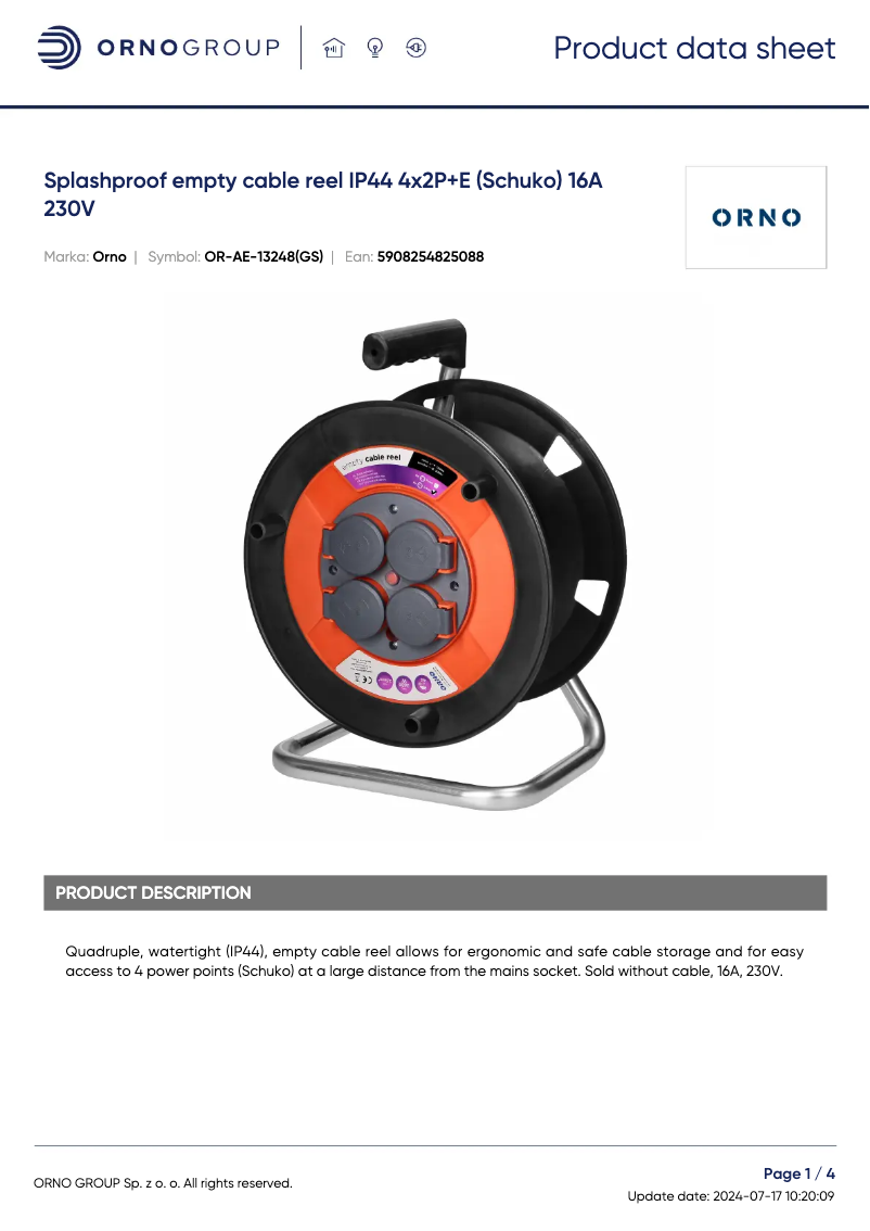 Image de la première page du manuel de l'appareil OR-AE-13248