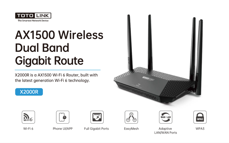 Page 1 de la notice Fiche technique Totolink X2000R