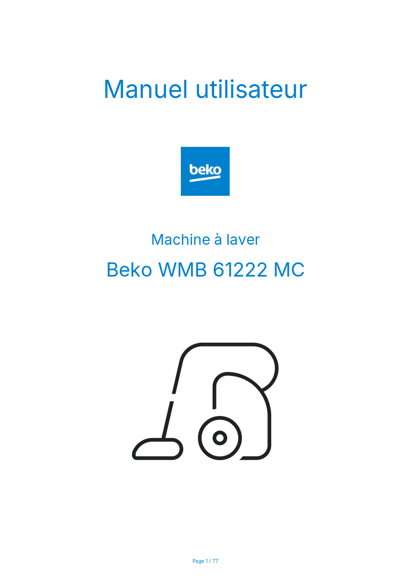 Image de la première page du manuel de l'appareil WMB 61222 MC