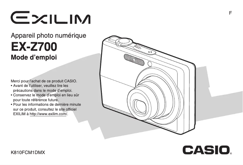 Page n°1 - Manuel utilisateur Casio Exilim EX-Z700