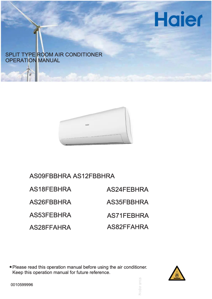 Page 1 of the manual User Manual Haier Flexis AS82FFAHRA