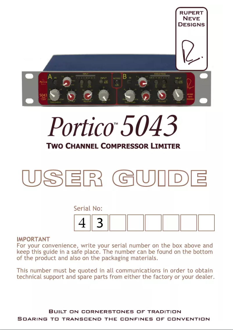 Page n°1 - Manuel utilisateur Rupert Neve Designs Portico 5043