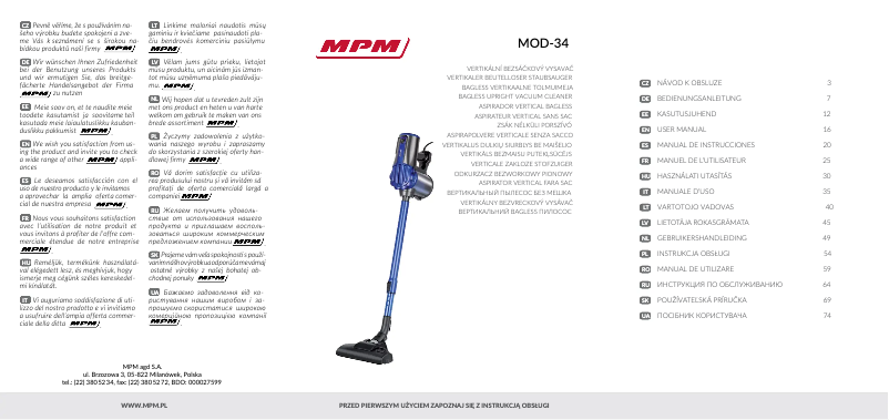 Page n°1 - Manuel utilisateur MPM MOD-34