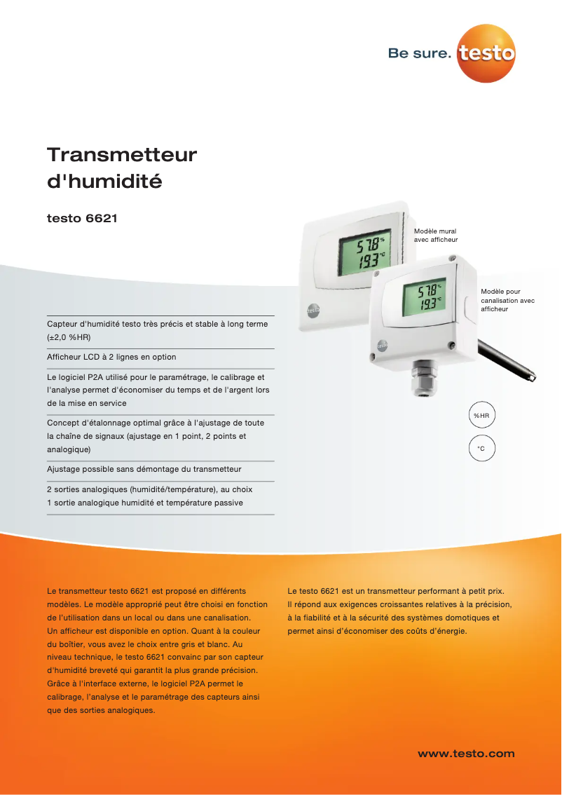 Page n°1 - Fiche technique Testo 6621