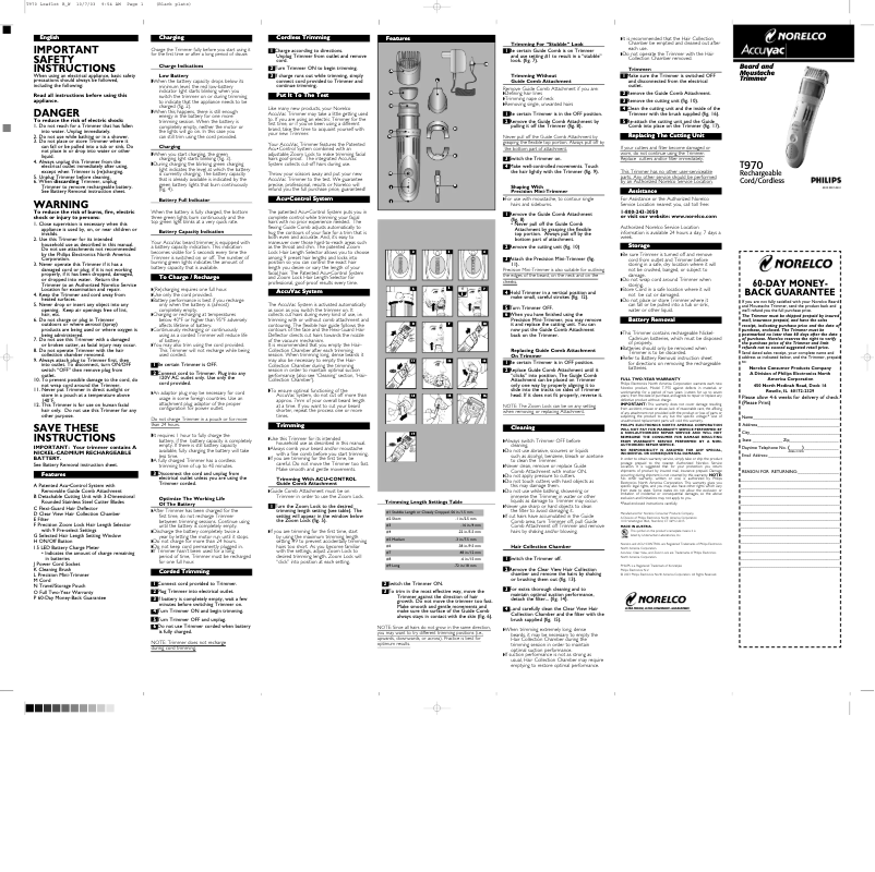 Page 1 de la notice Manuel utilisateur Philips T970