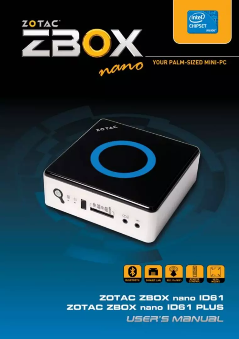 Image de la première page du manuel de l'appareil ZBOX nano ID61 Plus
