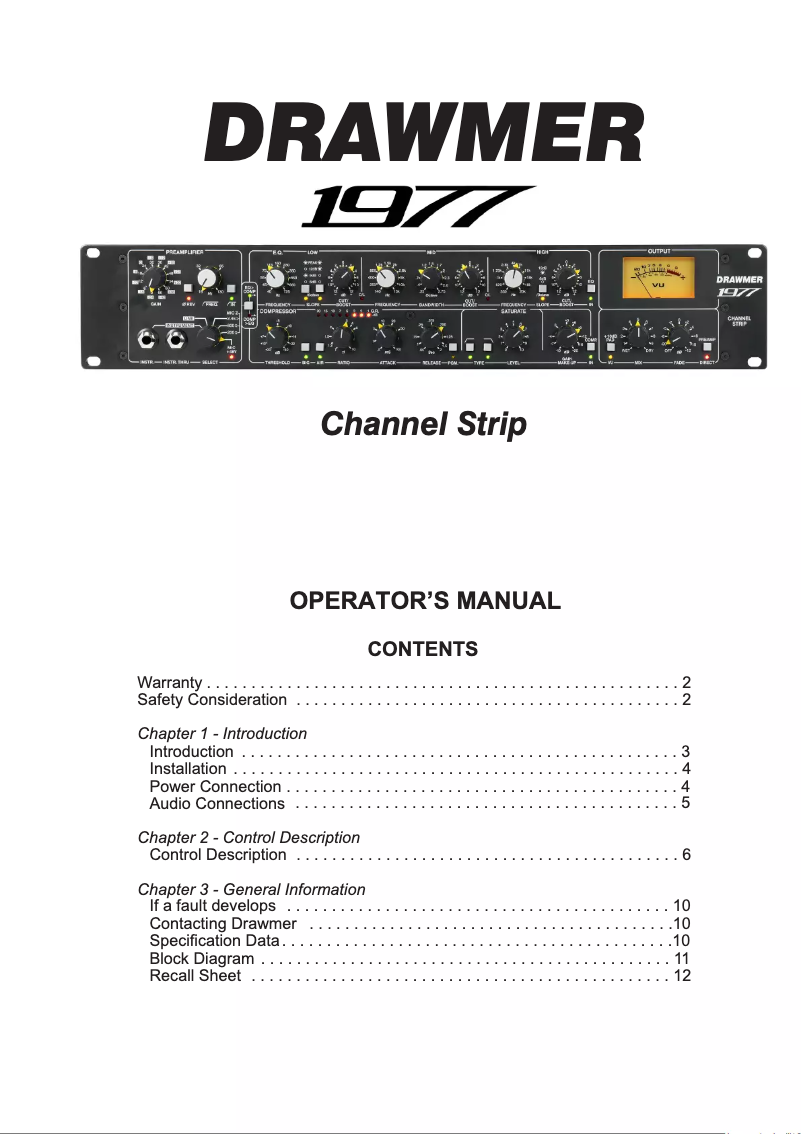 Page 1 de la notice Manuel utilisateur Drawmer 1977