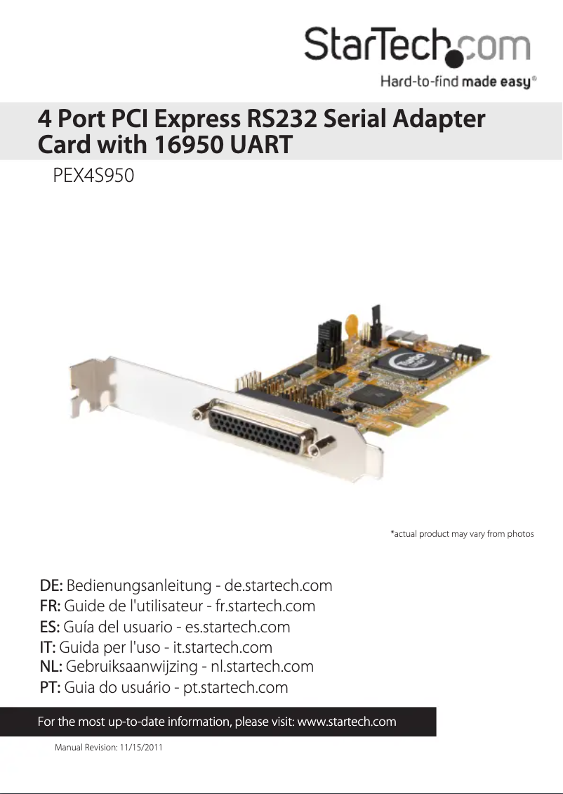 Page n°1 - Manuel utilisateur StarTech.com PEX4S950