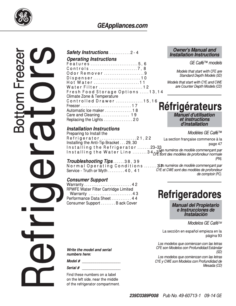 Image de la première page du manuel de l'appareil Café CYE22TSHSS