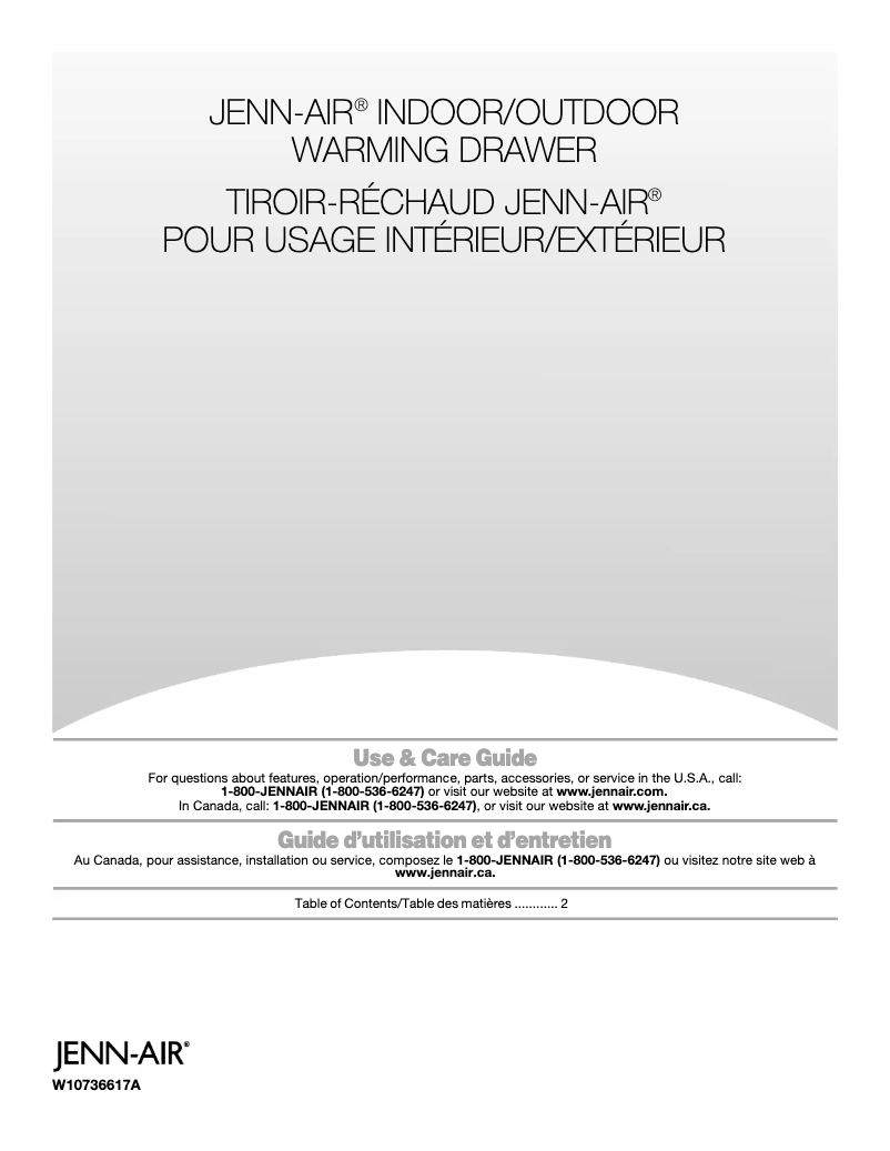 Page n°1 - Manuel d'utilisation et d'entretien JennAir JWD3027EX