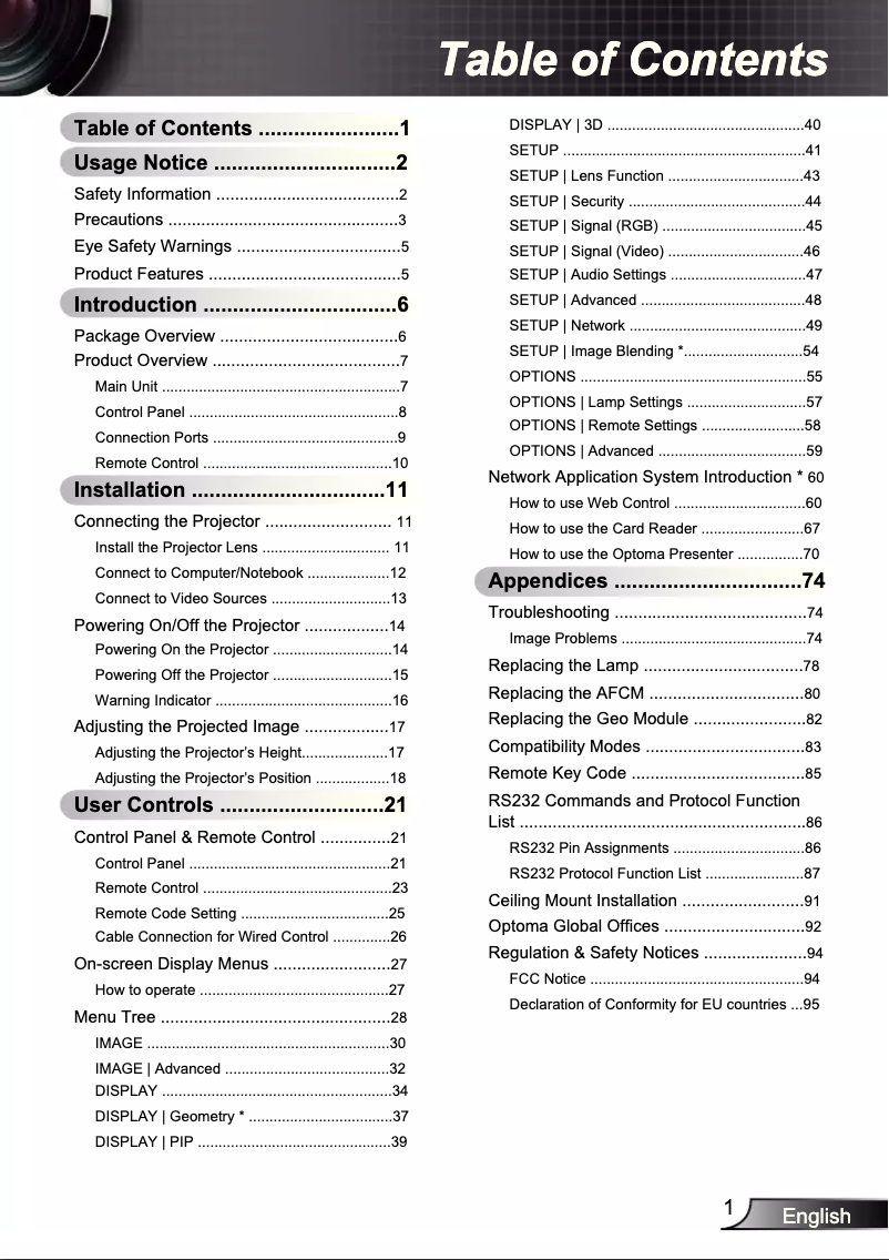 Page 1 de la notice Manuel utilisateur Optoma TW865