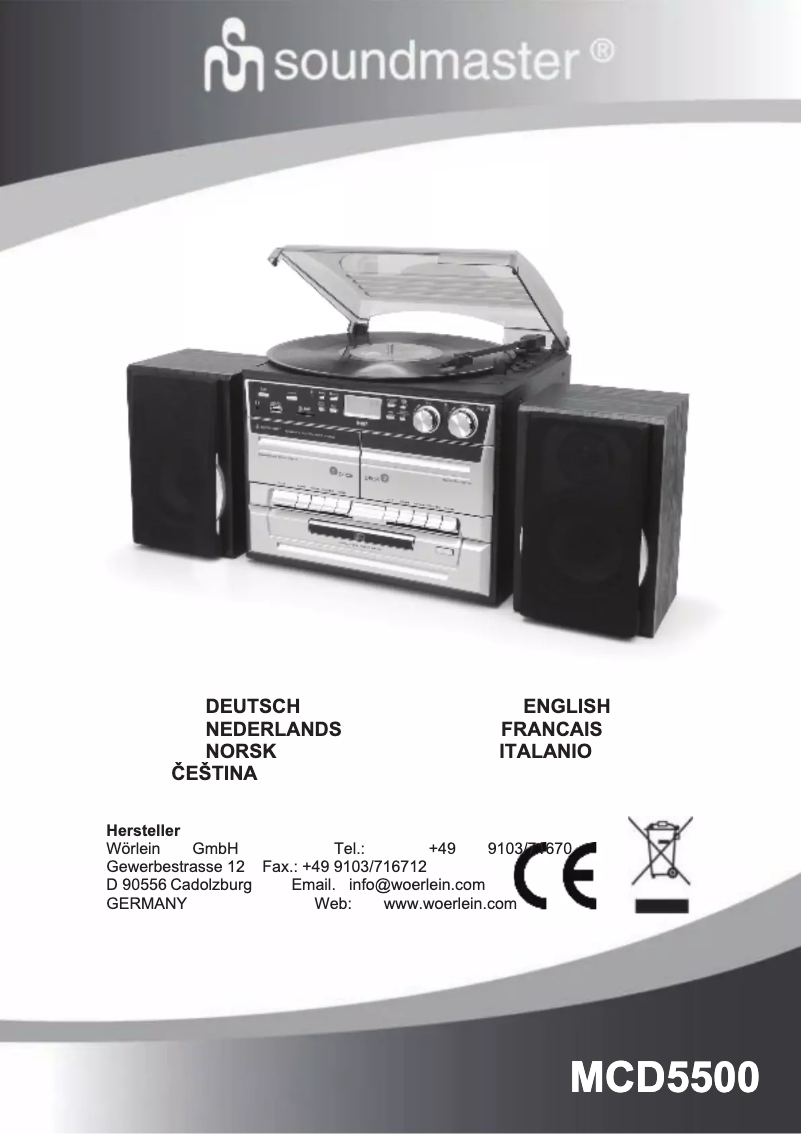 Page 1 de la notice Manuel utilisateur Soundmaster MCD5500SW