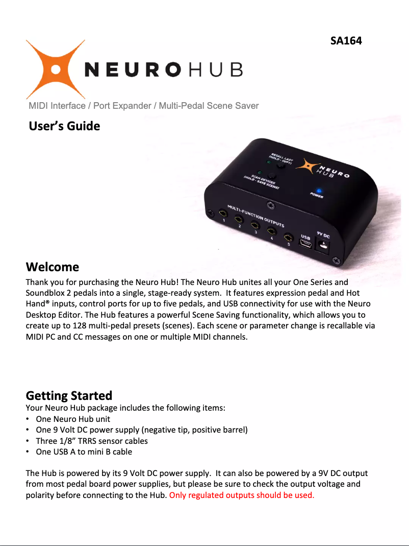 Page 1 de la notice Manuel utilisateur Source Audio Neuro Hub SA164