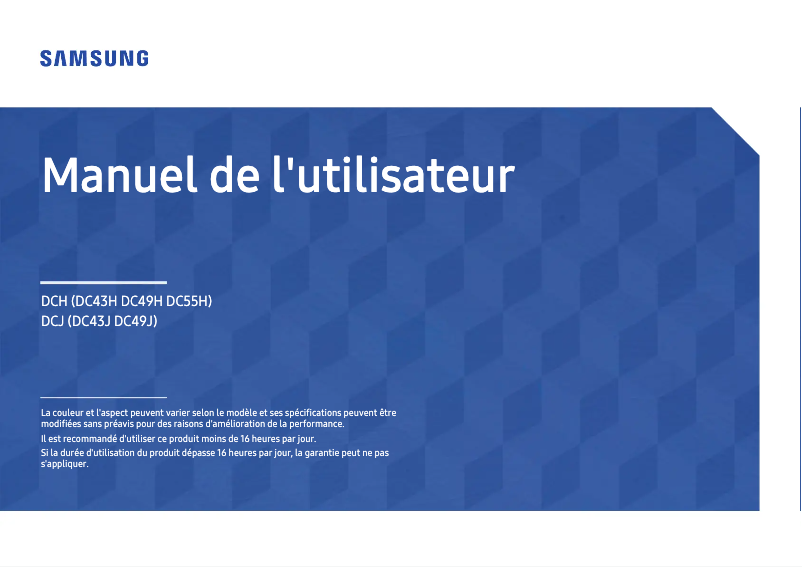 Page 1 de la notice Manuel utilisateur Samsung DC49H