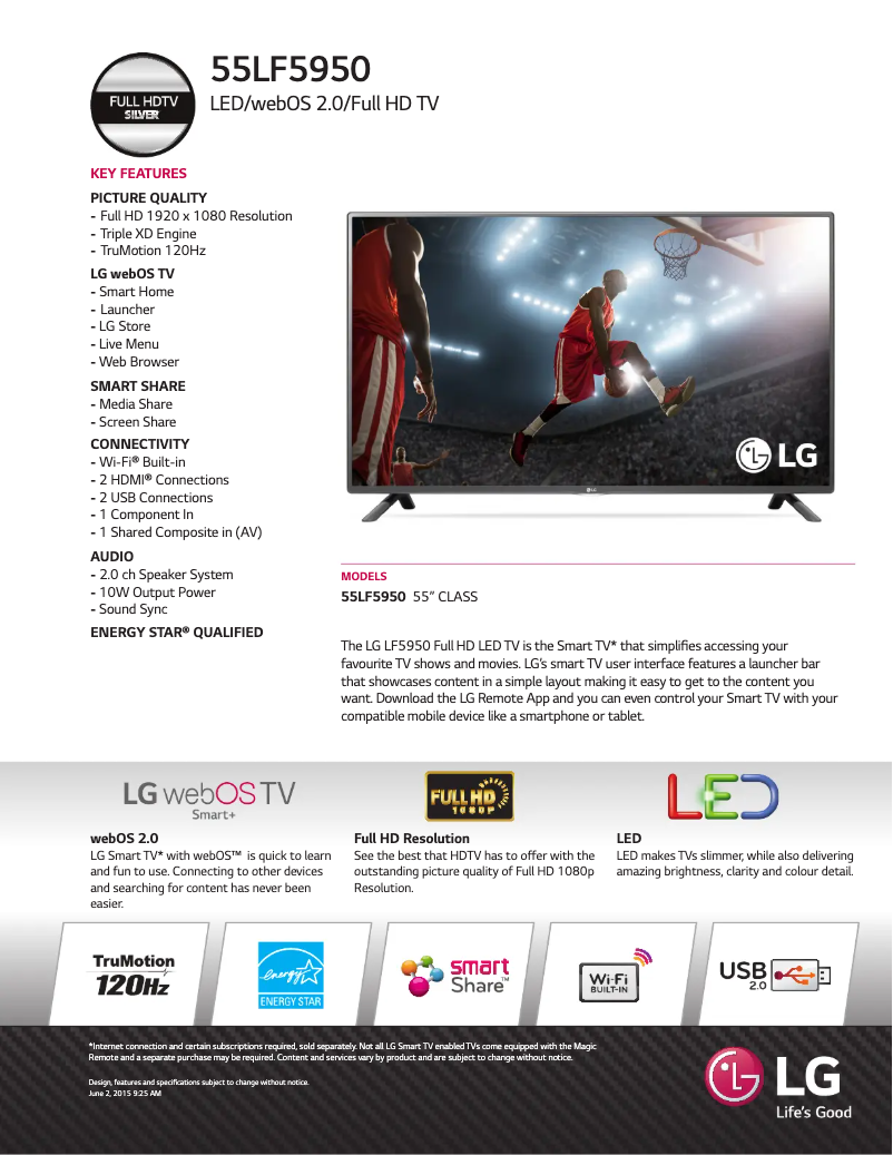 Página 1 del manual Ficha técnica LG 55LF5950