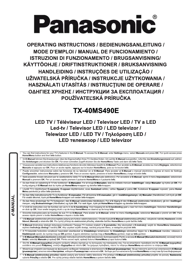 Image de la première page du manuel de l'appareil TX-40MS490E