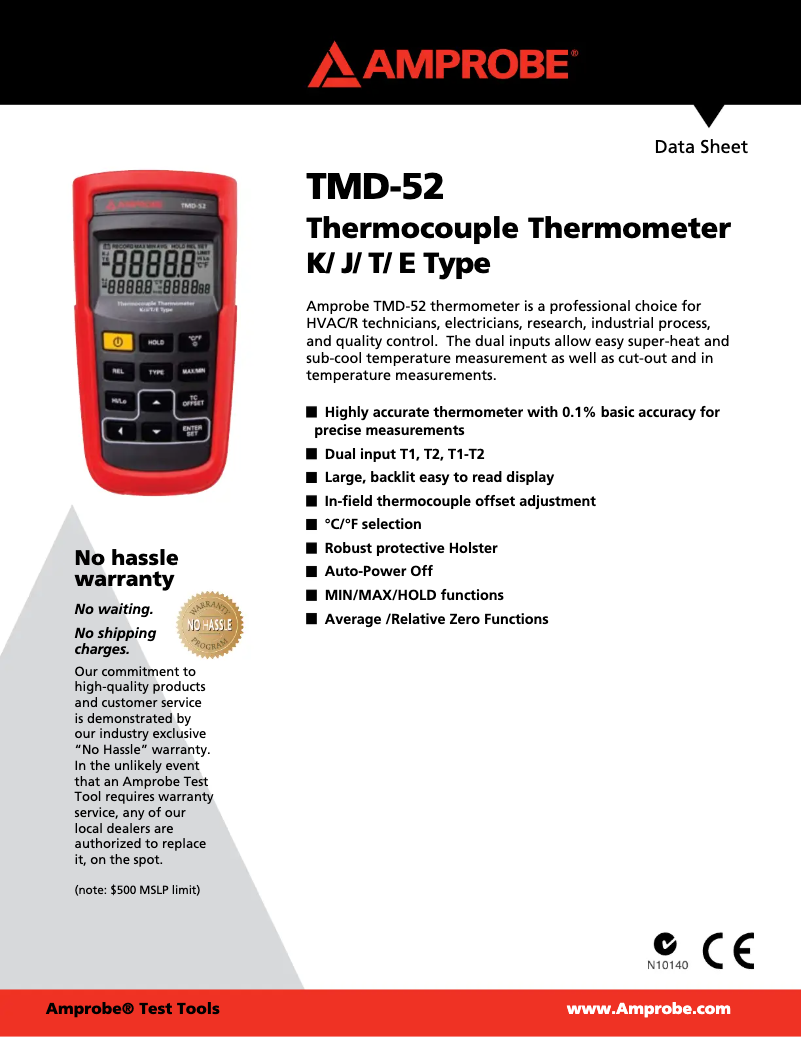 Page 1 of the manual Technical Sheet Amprobe TMD-52