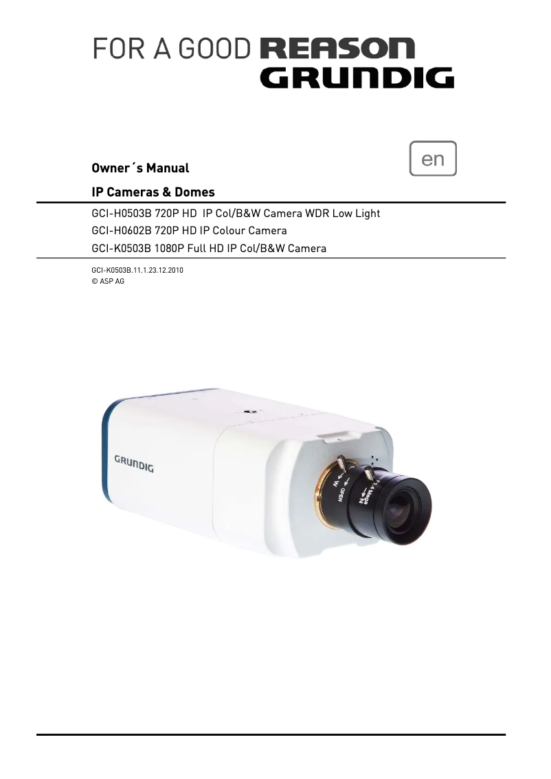 Page 1 de la notice Manuel utilisateur Grundig GCI-K0503B