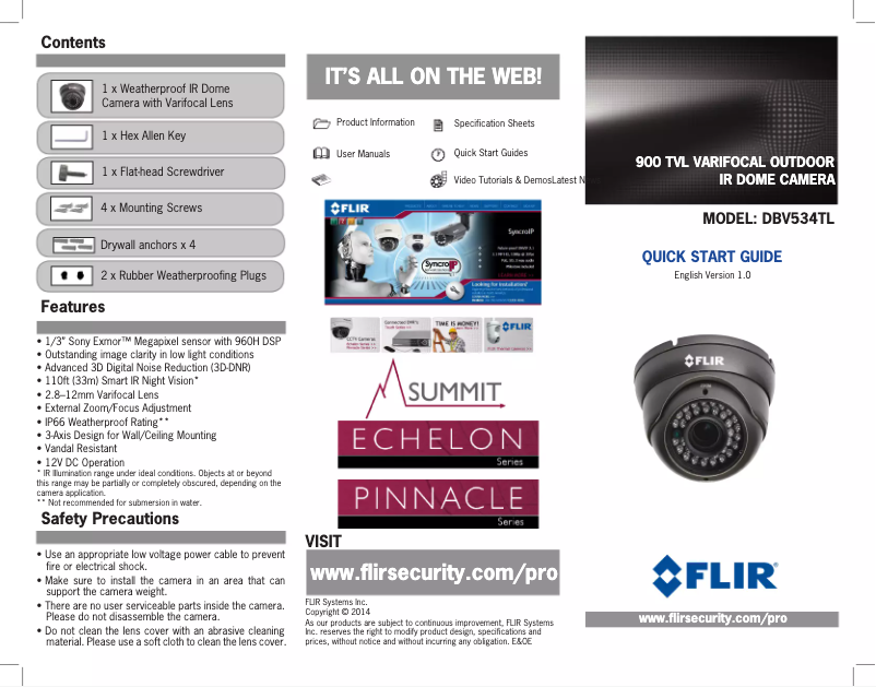 Image de la première page du manuel de l'appareil Summit DBV534TL