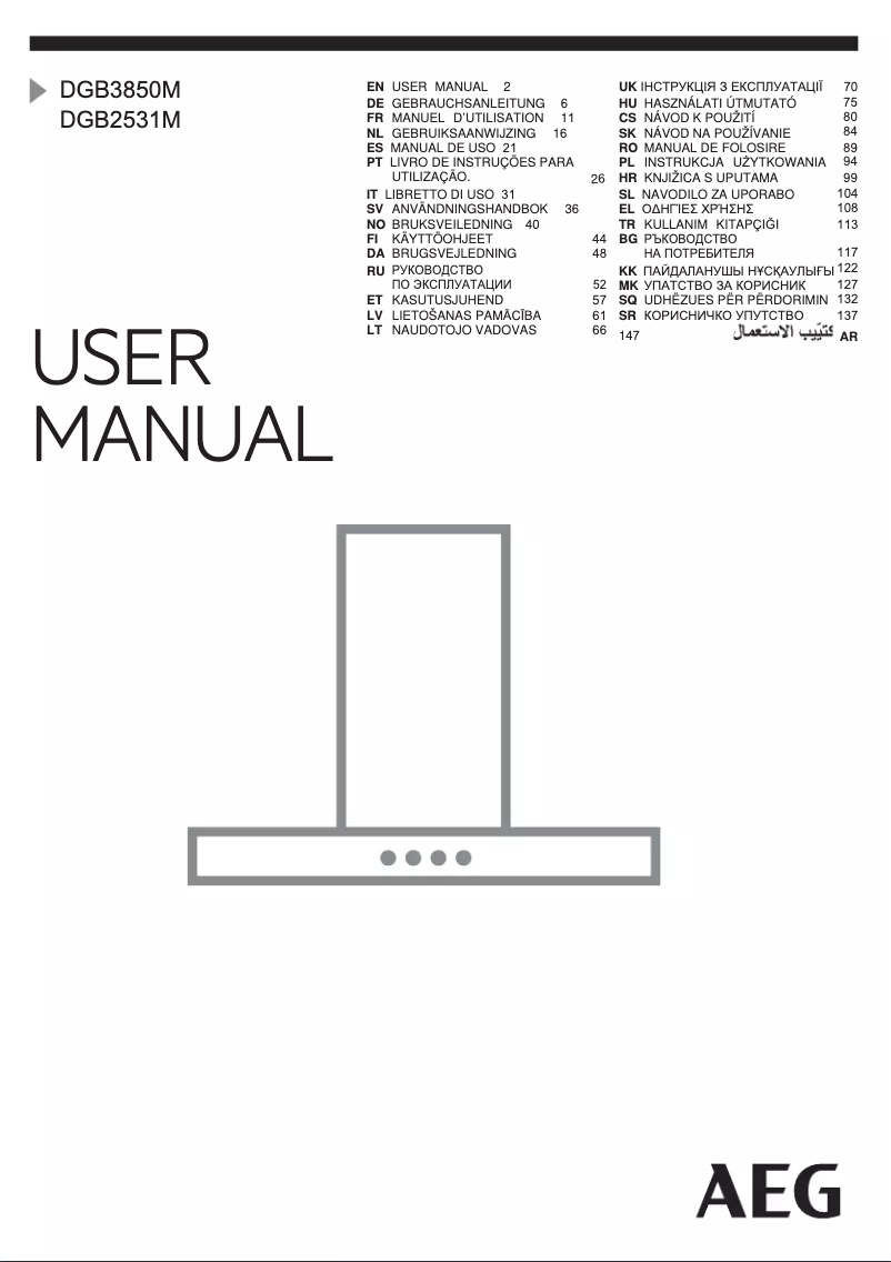 Page n°1 - Manuel d'utilisation et d'entretien AEG DGB2531M