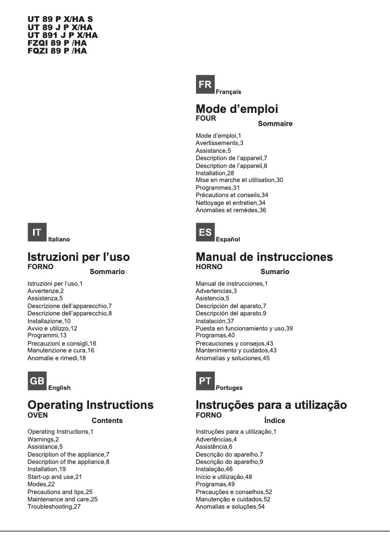 Image de la première page du manuel de l'appareil FQZI 89 P (K)/HA