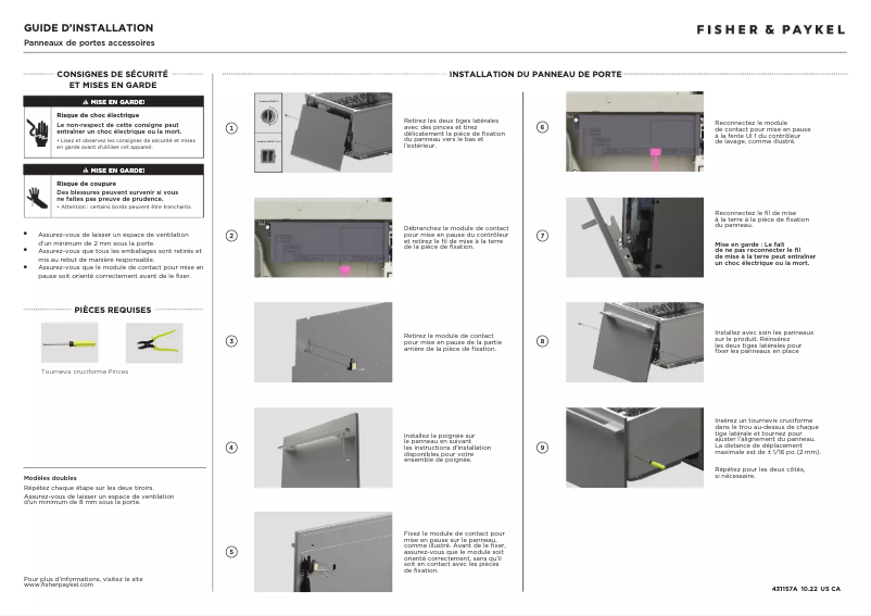 Page n°1 - Guide d'installation Fisher & Paykel ADDD24SPX