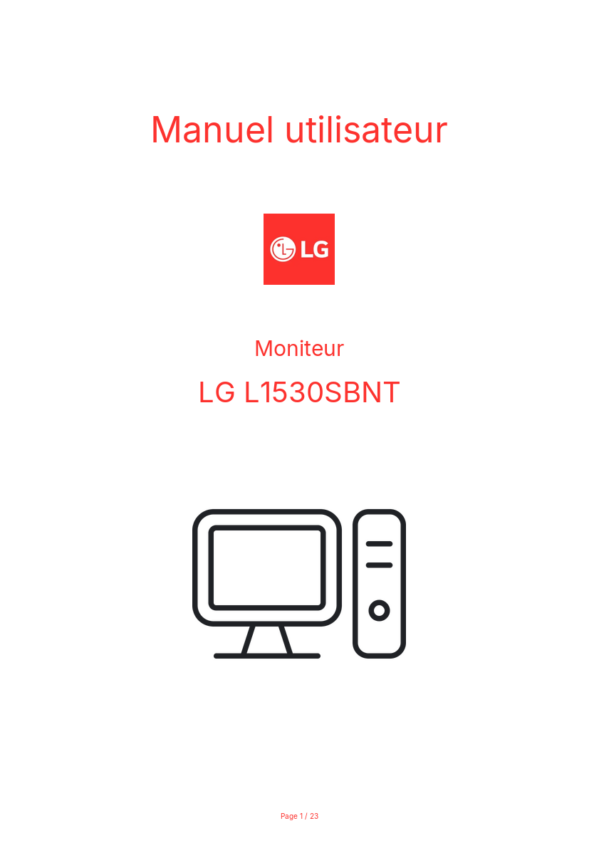 Page n°1 - Manuel utilisateur LG L1530SBNT