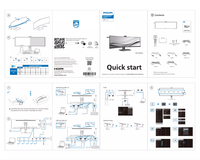 Page n°1 - Guide de démarrage rapide Philips 45B1U6900C